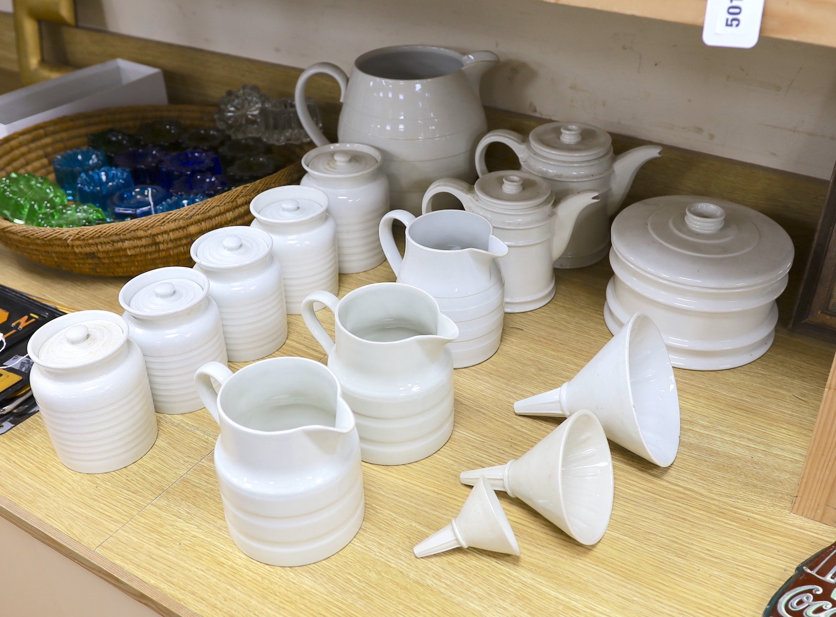 A mixed selection of creamware (only a selection) to include funnels, etc(15)